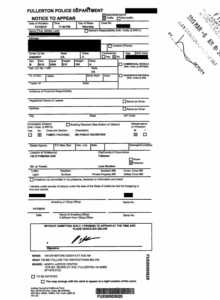 citation of traffic ticket california